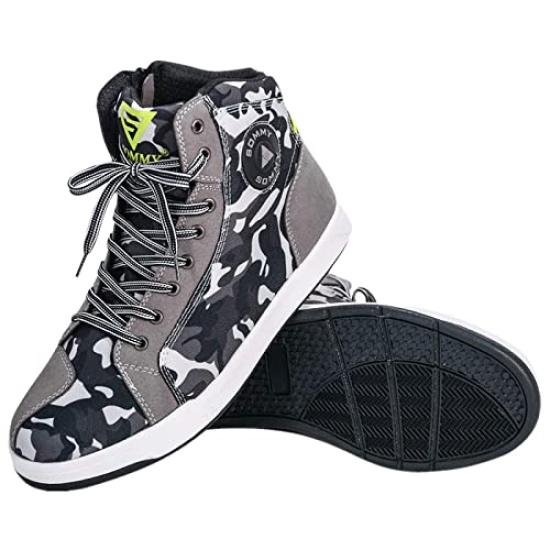 Motorcycle Riding Protective Camouflage Boots, Shoes, Shoes, Sports, Casual, Breathable, Abrasion-Resistant, Non-Slip (Size 26, Gray) [Used]