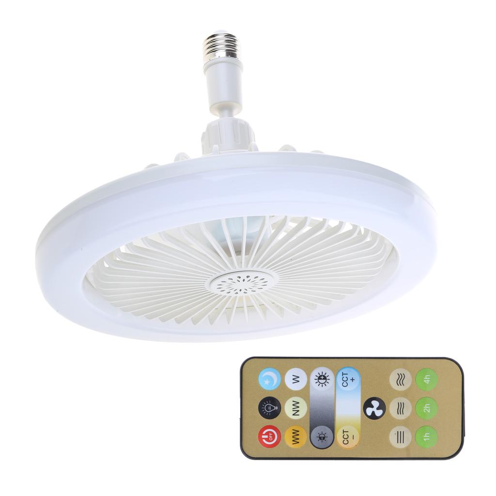 Smart Ceiling Fan 10'' 3-Blade with Remote Control, E27 Converter Base 3 Wind Speed, Dimmable LED Light Kit for Home