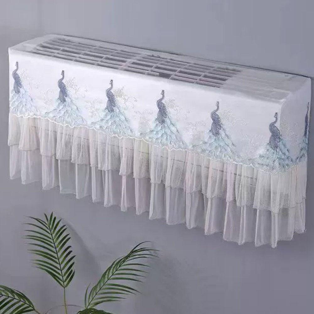 Lace Embroidery Flower Air Conditioner Protective Sleeve Dust-proof Fabric Windshield Curtain