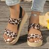 Fashion Fashion Leopard Print Wedge Sandals Women 2025 Summer Comfort Thick Sole Beach Shoes Woman Lightweight Platform Sandalias Mujer