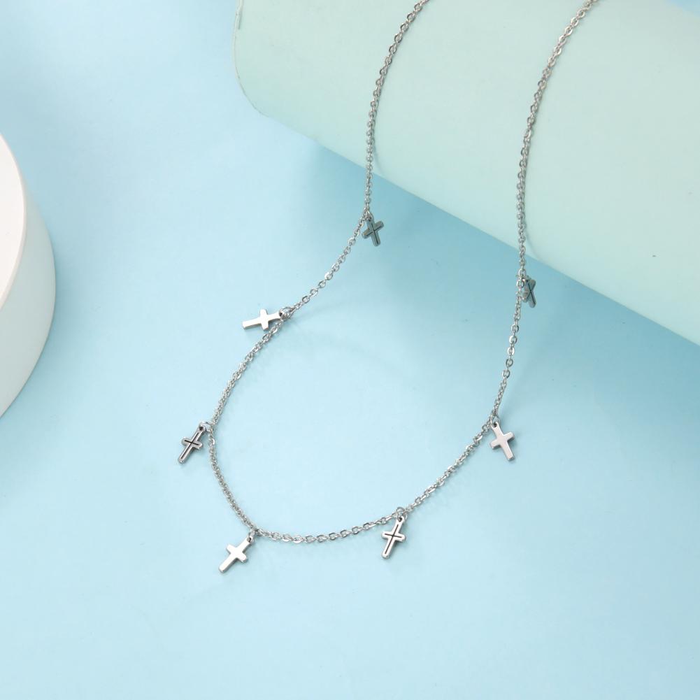 Cazador Jesus Cross Charms Necklace for Women Girls Pendant Neck Chain Stainless Steel Christian Religious Jewelry Birthday Gift