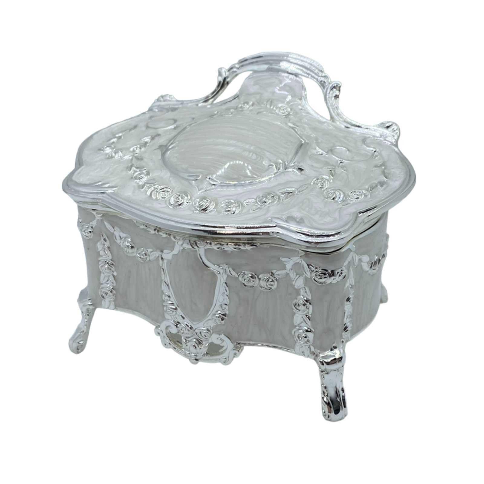 

Lunari Antique Rose Jewelry Box with Lid, Vintage Interior Storage Box, White (White)