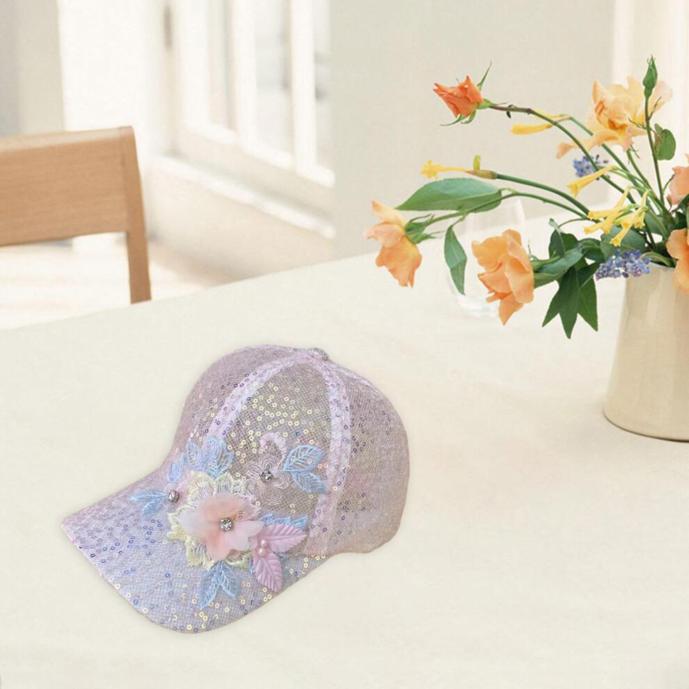 (Einheitsgröße, Rosa) Damen Baseballkappe mit Blumenstickerei, niedriges Profil, Sonnenhut, verstellbar, unstrukturiert, Dad Hat