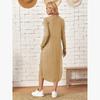 Women's Solid-Color, Straight-Cut, Pocketed, Loose-Fit Dress with Curved Hem for Fall/Winter