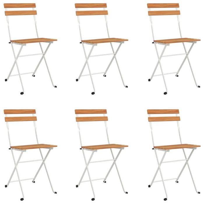 VidaXL Lot de 6 Chaises de Bistrot Pliantes, Sièges de Terrasse, Chaises de Balcon, Meubles de Patio Extérieur, Bois 3152108