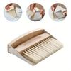 2 Pcs/set Window Cleaner Mini Dustpan Brush Set Wood Small Metal Pan Natural Table Handy Brush Sweeping Home Kitchen Car Office