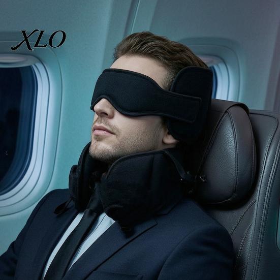 Ergonomic Neck Pillow for Air Travel Airplanes, 360 Degree Airplane Head Strap with 3D Eye Cushion Support Sleeping, No Bobbing Sleeping Aid