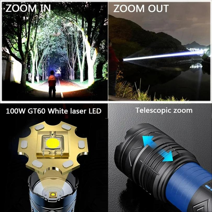 Powerful 1000000LMs LEDs Flashlight Super Bright Rechargeable Portable Ultra Power Torch Lamps Outdoor Emergency Camping Lantern