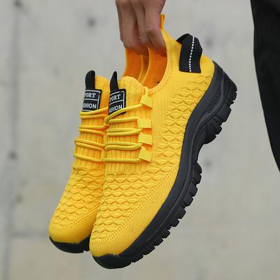 Adidași de Exterior Galben Strălucitor pentru Bărbați Construcție din Plasă Respirabilă Pantofi Sport cu Amortizare Încălțăminte Elegantă Trendy pentru Aventură