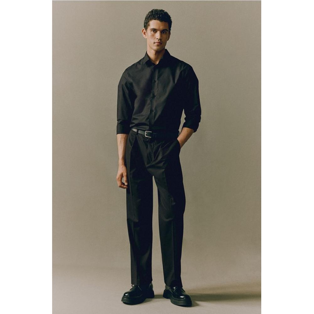 H M Easy Care Regular Fit sHirt Black