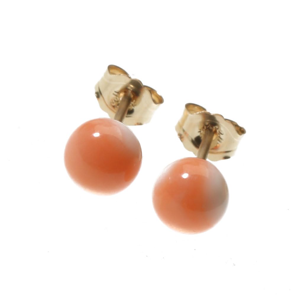 Pink Coral and Garnet Coral Earrings, Round Beads, Gold-filled, Undyed