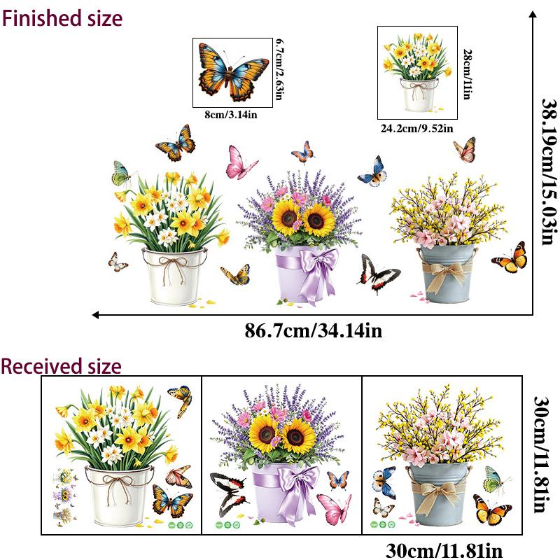 3D Wooden Barrel Wall Sticker Flower Decoration Butterfly Lavender Rose Tile Sticker Kitchen Restaurant Background Home Decor Peel and Stick