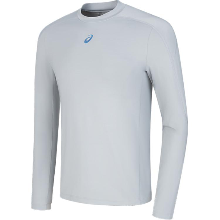 Asics Running Apparel Series Moisture-Wicking Pullover Crew Neck Sports Quick-Dry Long Sleeve T-Shirt Men Tops Gray 2011D321-020