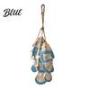 Ocean Inspired Wall Art Rustic Nautical Wooden Fish Decor Coastal Beach Style Hanging Theme Room Decorations Ornament with Fishing Net for