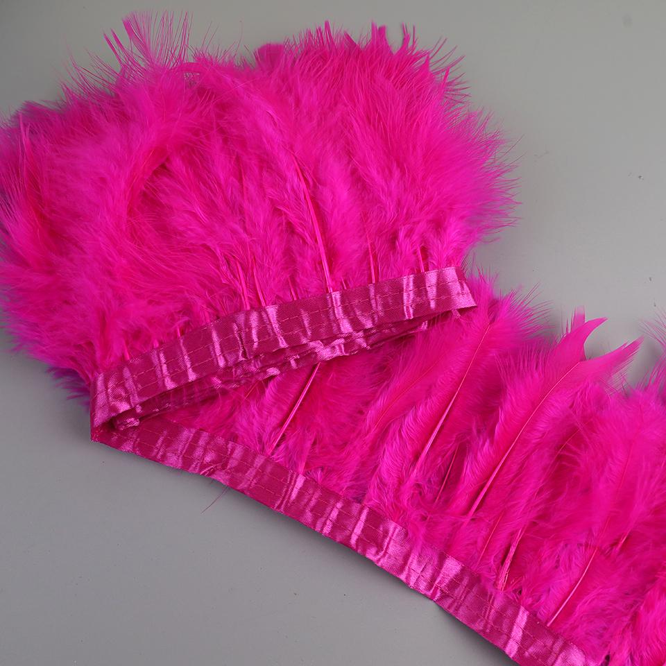 FeatherTurkey Feather Fringe 4-6inch Colorful Marabou Feather Tape for Handiwork Clothes Dress Handmade Cloth Strap Home Decoration