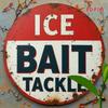 2D Metal Sign Ice Bait Fishing Tackle Shop Billboard, Rustic Wall Art for Man Cave Home Office Halloween Gift