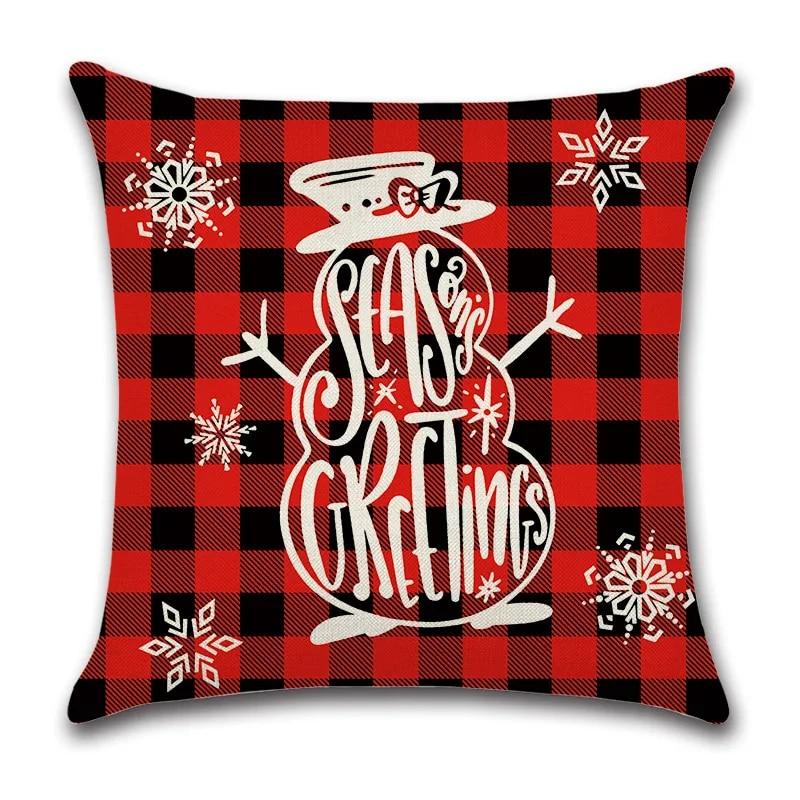 

Рождественский счастливый текст Рождественская елка Красная, черная лавровая подушка Комплект подушек для спальни, дивана, автомобиля, ресторана, офиса, сиденья, подушки, рукава 40x40cm