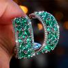 Luxus Damen Rot Grün Regenbogen Zirkon Kristall Stein Steckerohrringe Großer Anhänger Silberfarbe Hochzeit Europäischer Schmuck Für Frauen