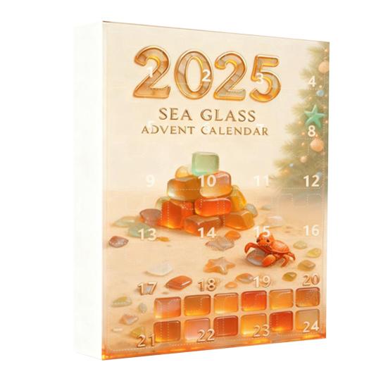 Адвент-календар з морського скла 2025 24-денна коробка для зворотного відліку Багатофункціональна різдвяна прикраса для дитячих кімнат будинків автомобілів
