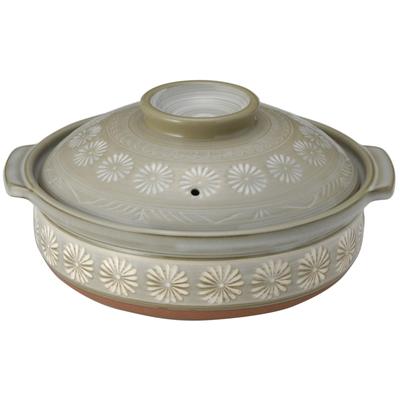Banko Keramik Ginpo Lergryta Storlek För Öppen Eld Värme Tillverkad i Japan 21091 [Autentisk Produkt] (Deep Pot) 9, 3-4 personer, Hanamishima, Kompatibel,