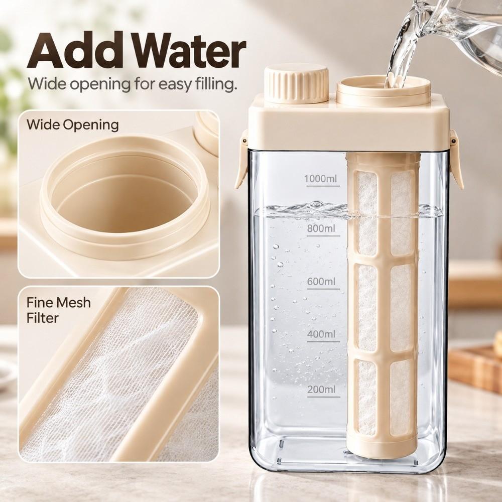Double Silicone Seal Cold Brew Pitcher PP ABS AS Brewing Coffee Carafe  Kitchen Counter
