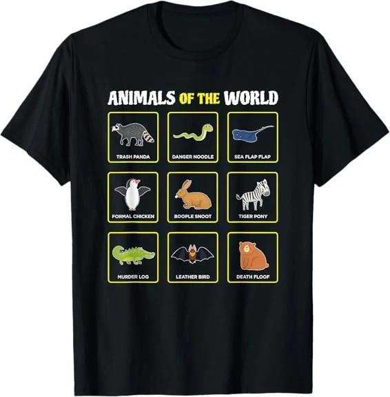 Animals of The World Funny Rare Animals Memes Tee T-Shirt S-3XL XXXL