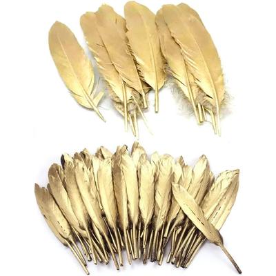 Gold Silber Gänsefedern für Basteln Enten Truthahn Feder Deko Hüte Schmuck Kunsthandwerk Künstliche Dekorationen Hochzeitszubehör