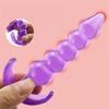 Plug Anale in Silicone con Perline per Stimolazione della Prostata Giocattolo Unisex per Adulti Viola Rosa