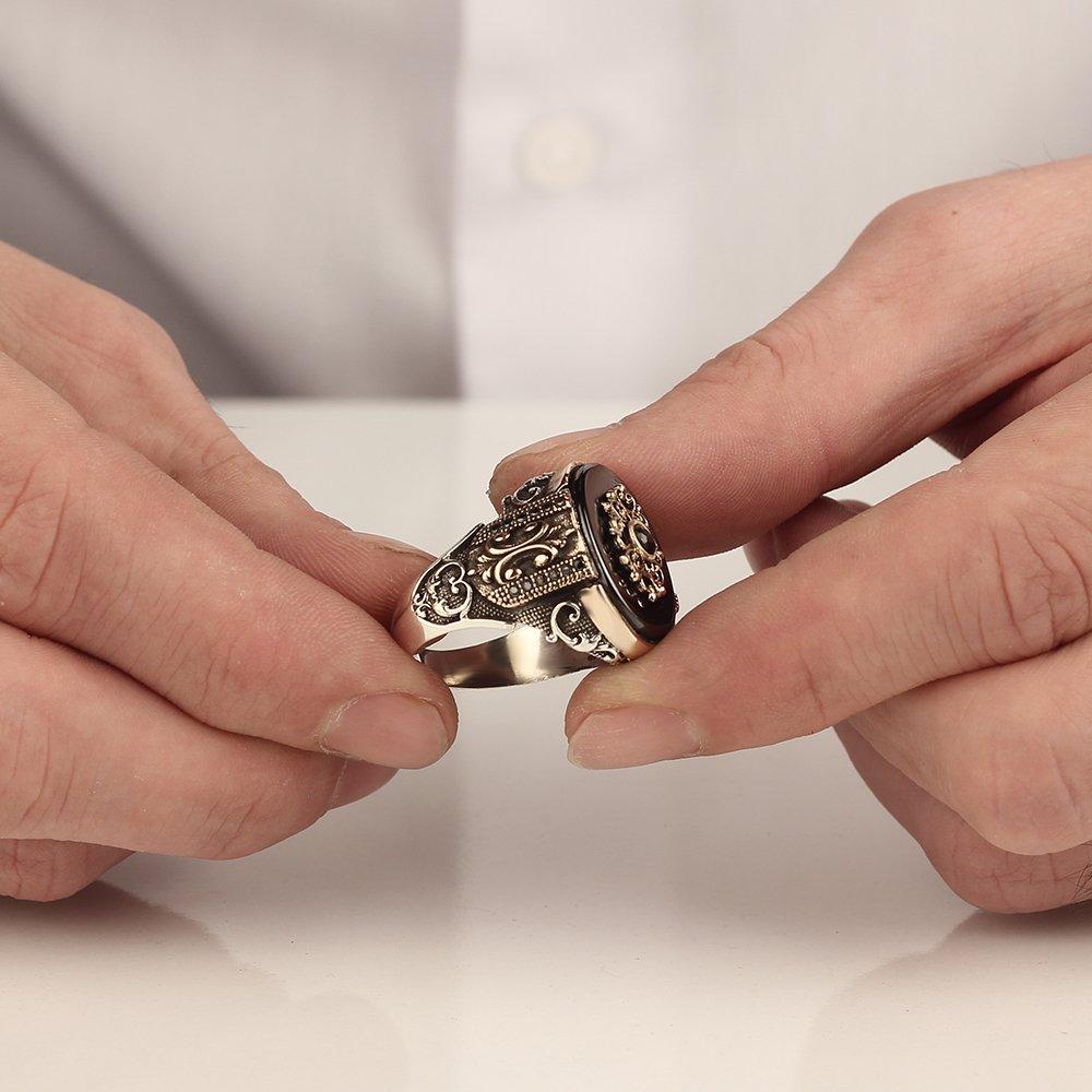 Oniks Taşlı 925 Ayar Gümüş Erkek Yüzük