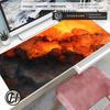80x30 Abstract Cloud Desk Mat Large Ink Golden Orange Sparks Gaming Mouse Pad NonSlip Rubber Base Stitched Edge Deskpad