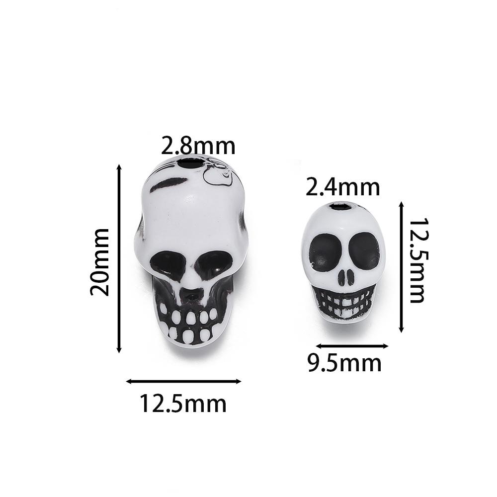 30pcs/Lot Skull Beads Acrylic Spacer Bead for Bracelet Necklace Earrings DIY Jewelry Making Accessories Halloween Decoration
