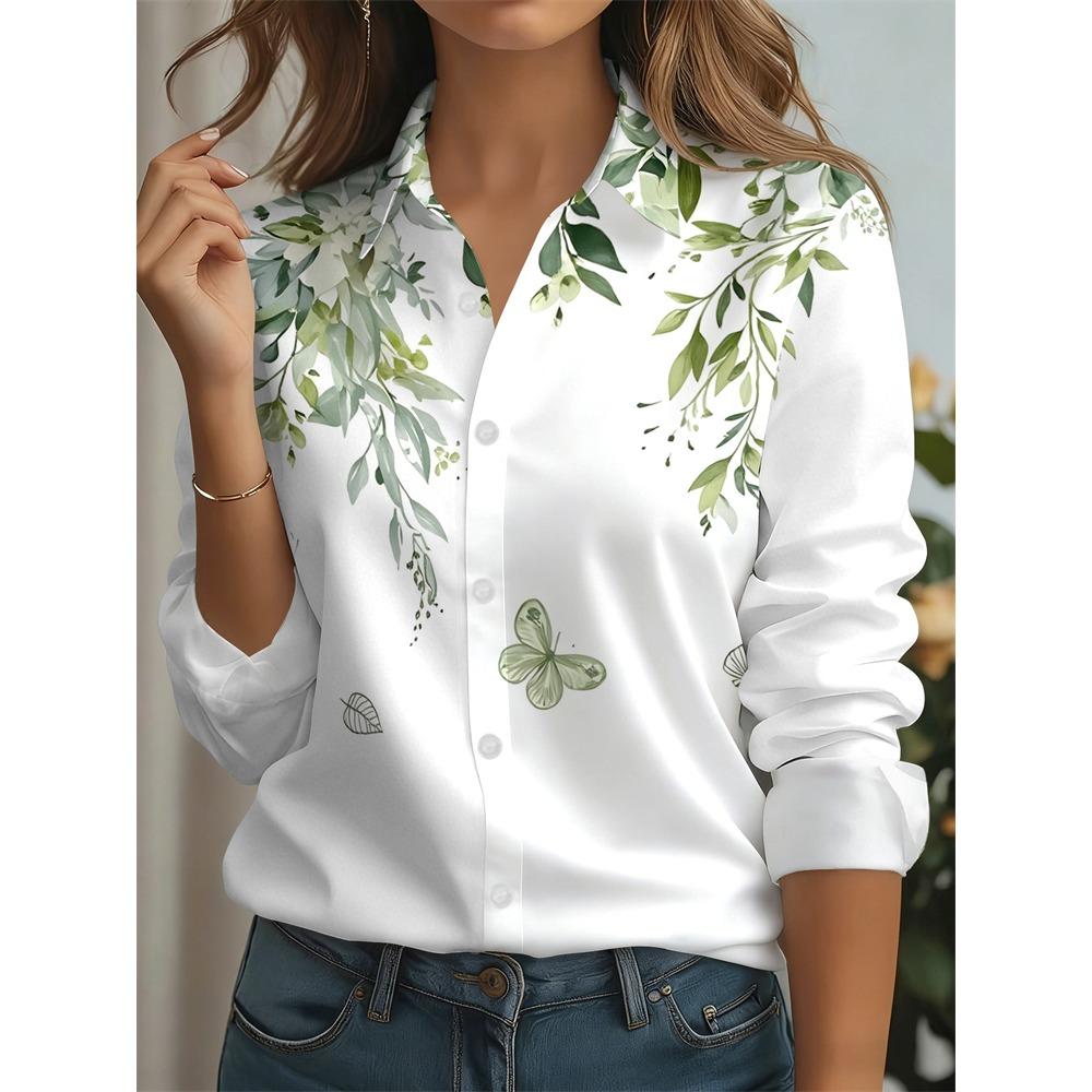 2026 New Spring Fall Women's Long-Sleeve Shirt Abstract Line Animal Print Button-Down Shirt with An