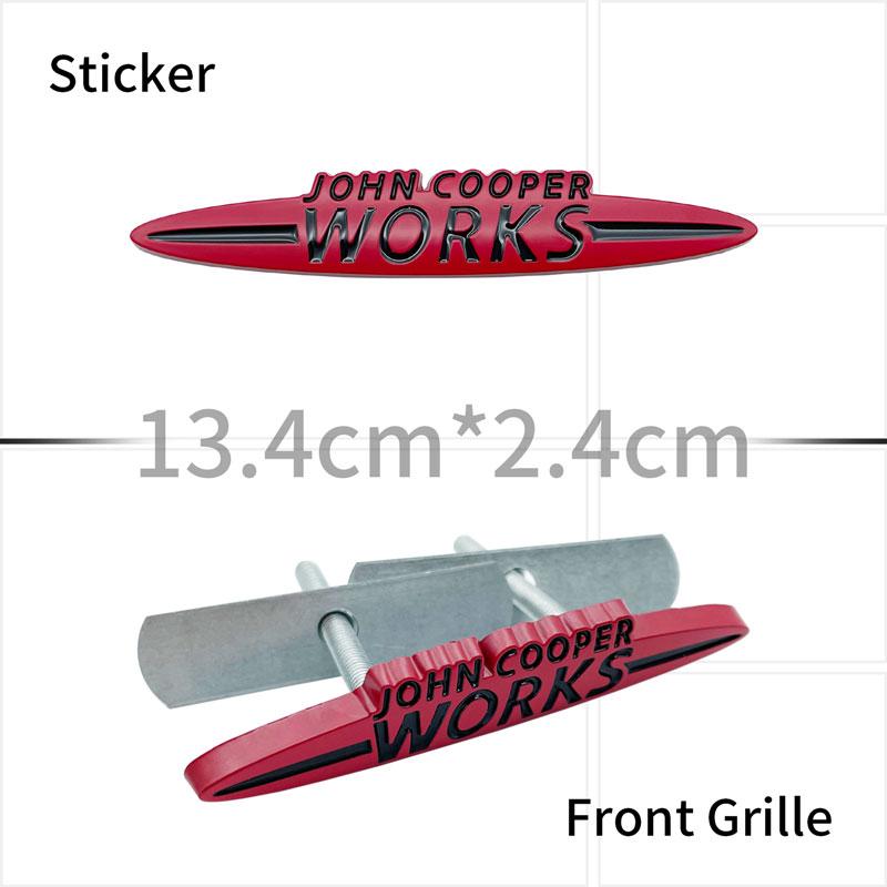 3D Chrome Metal Car Sticker John Cooper Works Emblem Decals For  Mini JCW R50 R52 R53 R55 F56 F55 F60 Fender Front Grille Logo