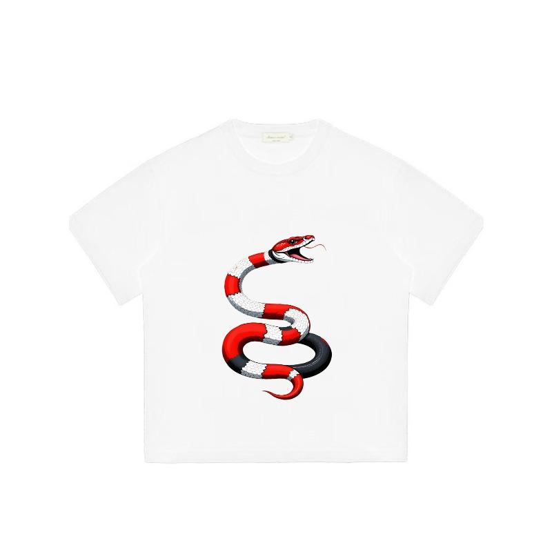 Crewneck T Shirt Black Snake Pattern Print Men's Casual Wear Streetwear Fashion Top