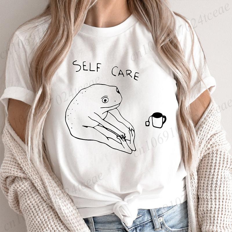 Funny Frog Self Care T-Shirt Retro T-Shirt Birthday Gift for Her Fashion Clothing Cottagecore Frog T-Shirt Positive Vibe Tees