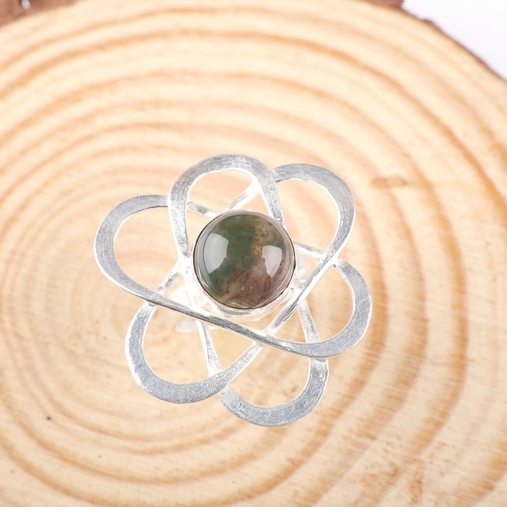 Natural Moss Agate Gemstone 925 Sterling Silver Jewelry Handmade Ring For Gift RR-21-25
