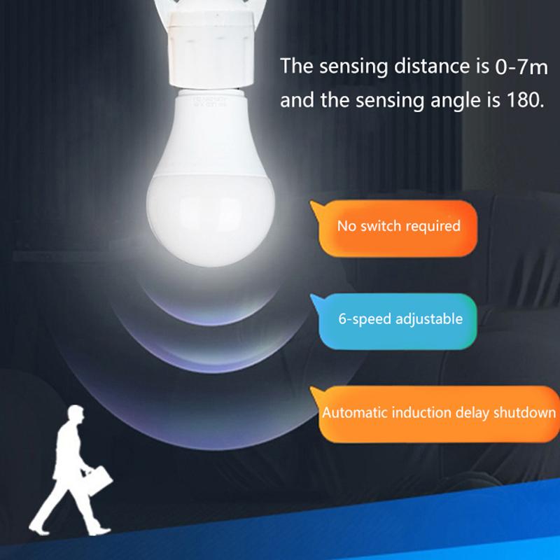 E27 Suporte de Lâmpada com Sensor de Movimento por Radar para Corpo Humano Ac 100-240Vs Interruptor Sensor de Presença Base para Lâmpada para Escada Corredor Garagem