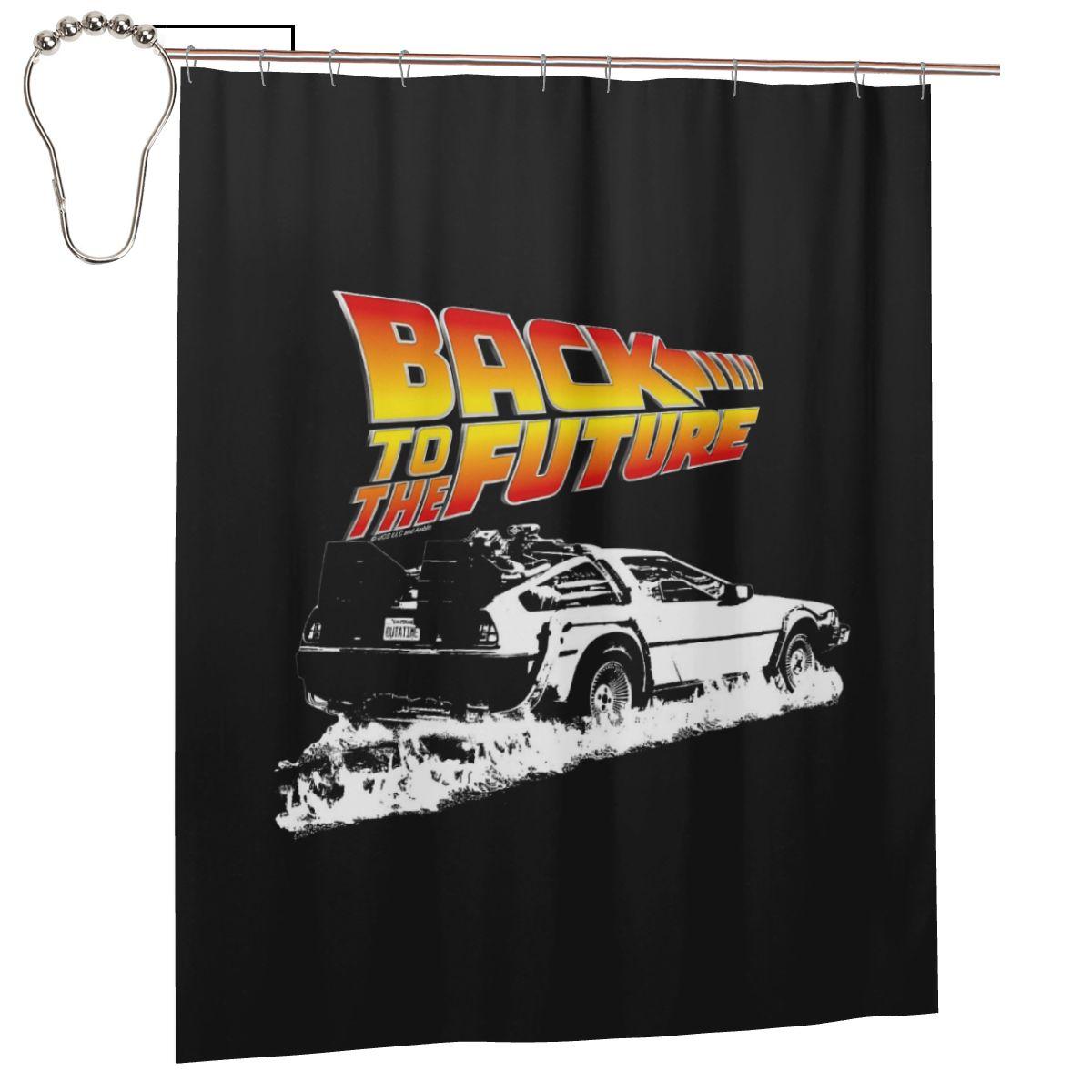 

Retro Back To The Future Shower Curtain Bathroom Polyester Waterproof Bath Curtains With Hooks W60H190(CM)-1 Pcs