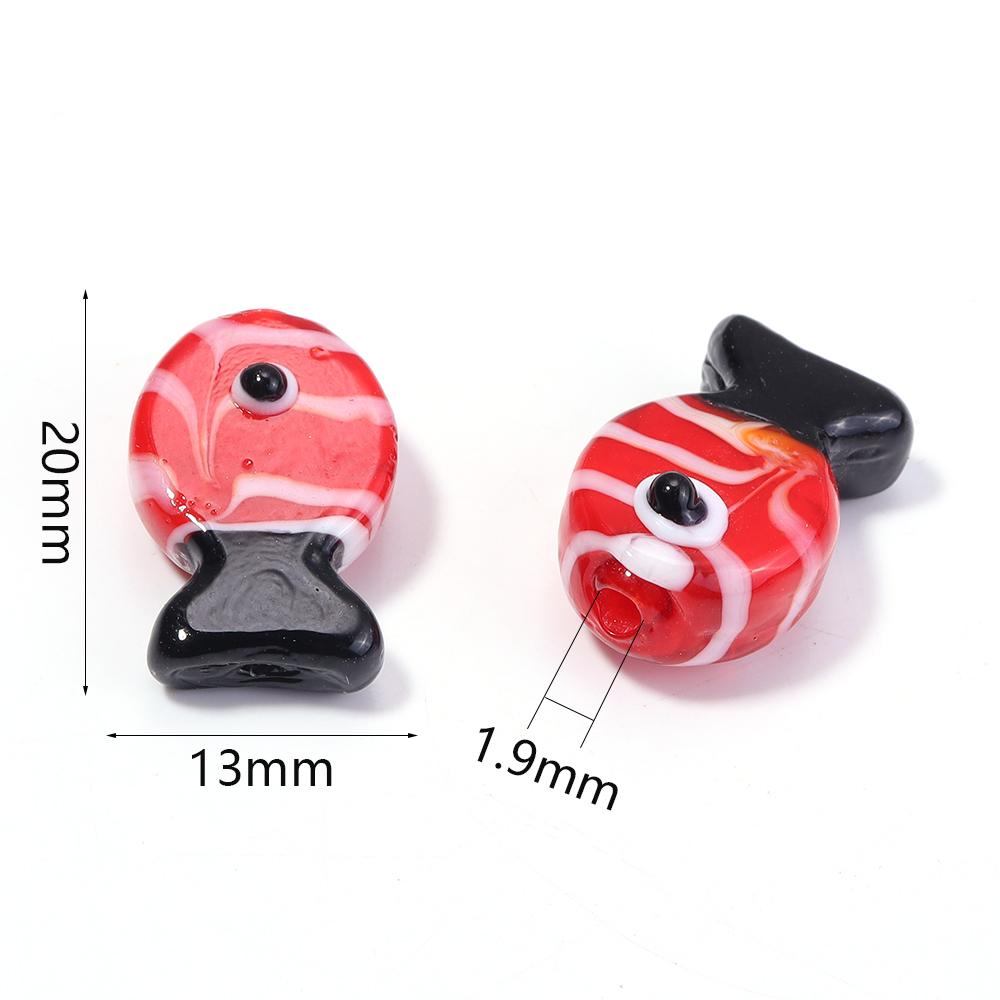 2pcs 13X20mm Lampwork Fish Beads Cute Animal Glass Loose Spacer Beads For Jewelry Making DIY Bracelets Necklace Accessories