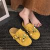 Baotou slippers new platform beaded 2025 autumn retro Boken shoes half a pack of cool slippers outer slippers