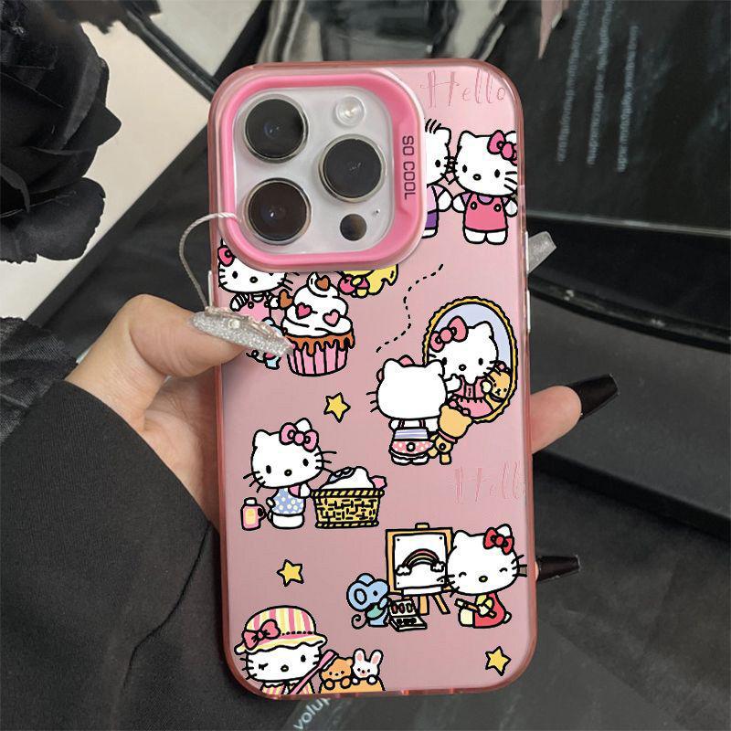 Applicable to Apple 11 mobile phone case iPhone11/11Pro cartoon color silver hard case Huawei p11 full screen kt cat