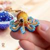 Shark Bead Embroidery Kit, DIY Sea Creature 3D Octopus/Dolphin/Turtle Beaded Embroidery Kits Hand Stitch Beadwork Craft Kits