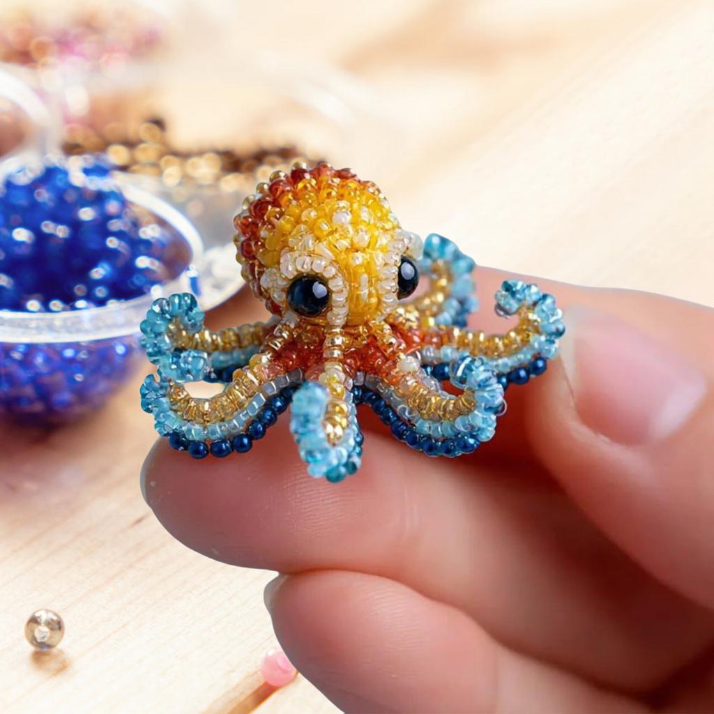Shark Bead Embroidery Kit, DIY Sea Creature 3D Octopus/Dolphin/Turtle Beaded Embroidery Kits Hand Stitch Beadwork Craft Kits