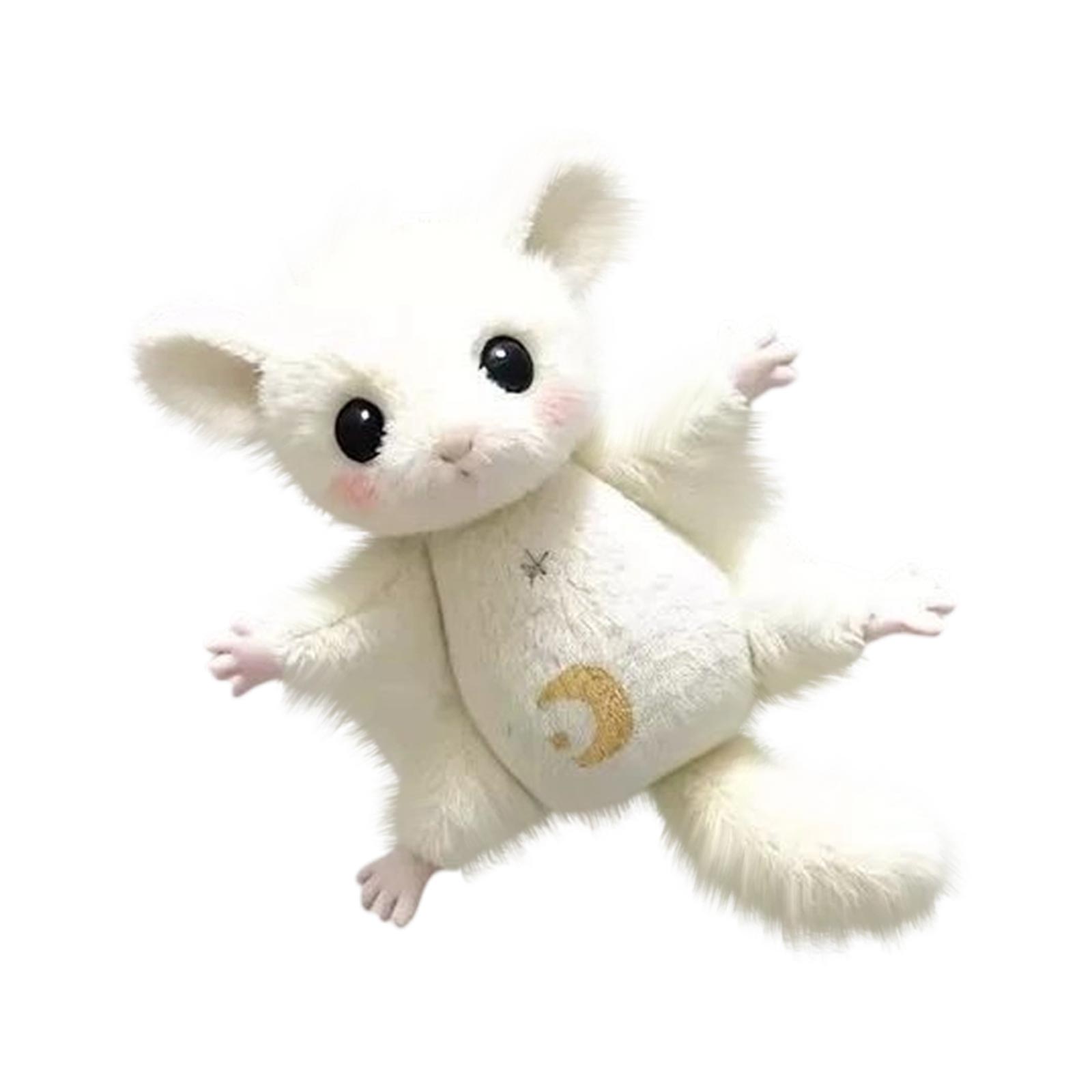 

Plush Flying Squirrel Keychain Soft Stuffed Animal Toy with Embroidered Moon and Star Pattern Lightweight Portable Accessory for Bags and Keys One Size