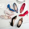 Bridesmaid Wedding Shoes Women's 2025 New Chinese Toast Shoes Red Wedding High Heels Stiletto Beige Blue Bridal Shoes