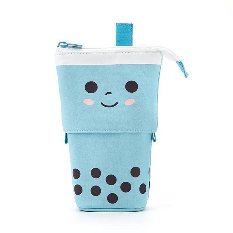 

Telescoping Pencil Case Extendable Pen Pouches Zippered Pen Bag Standing Desk Pencil Holder for Kid Student School Home синий