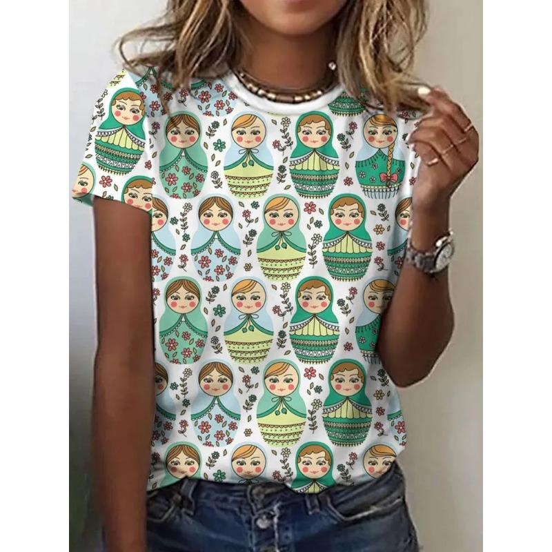 3D Printed Fashion Women's T-Shirt Summer Breathable Versatile