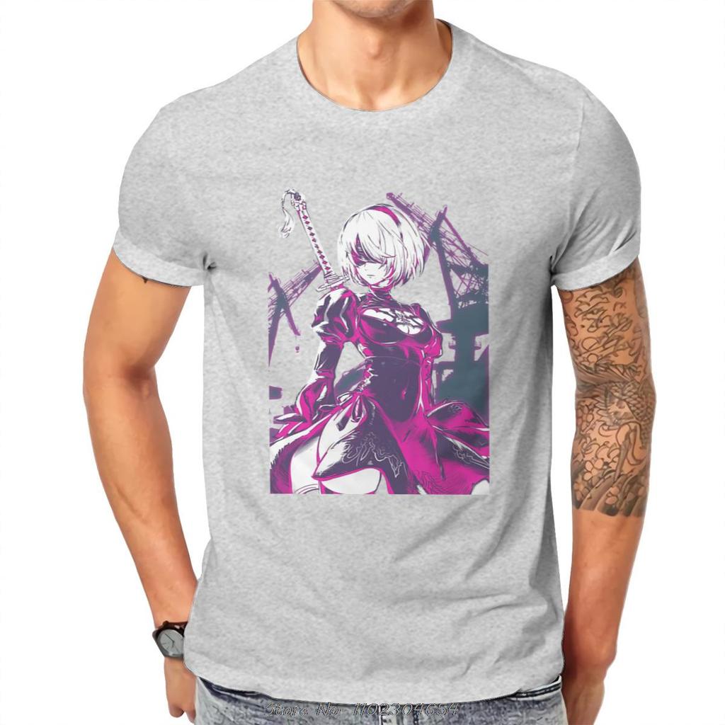 2025 High Quality O-Neck Cotton Neon Print High Quality T-Shirt NieR Automata Sleeve Short T-Shirt Tees Harajuku Streetwear