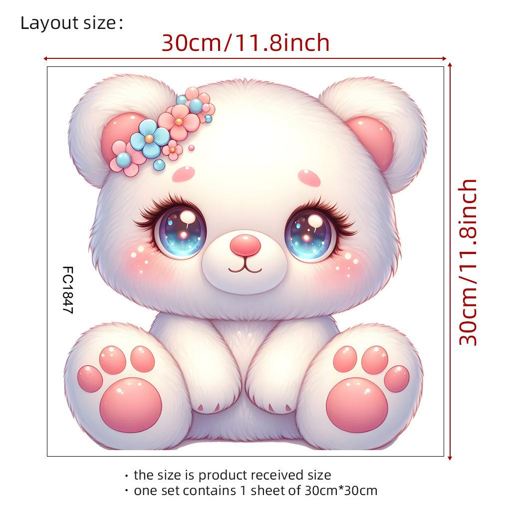 Cute Cartoon Bear Wall Stickers, Removable Self-Adhesive PVC Decals for Kids Room Nursery Bedroom Decoration