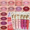 CmaaDu 20 Colors Threaded Lip Gloss Matte Metallic Pearlescent Lip Gloss Lipstick